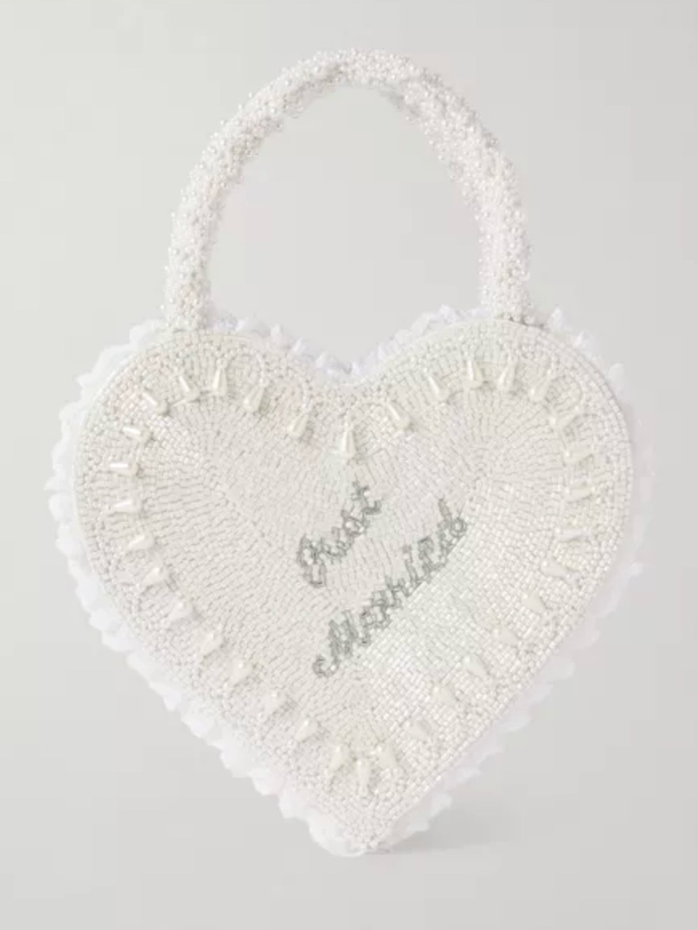 ISO *** clio peppiatt White Heart Beaded Tote Bag